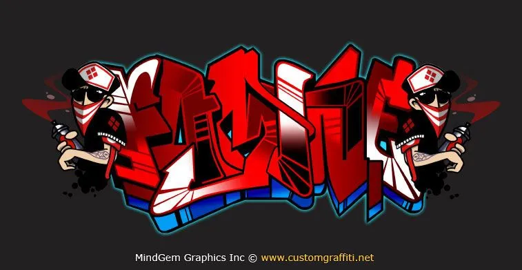 Graffiti Letters "Famine" HIP HOP wirh 3D Effect and Red Color ...