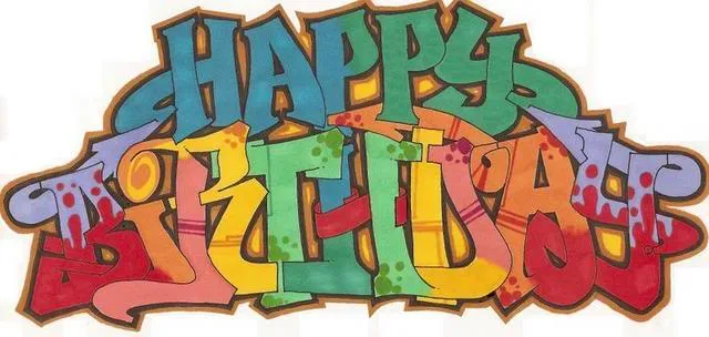 Carteles de feliz cumpleaños en graffiti - Imagui