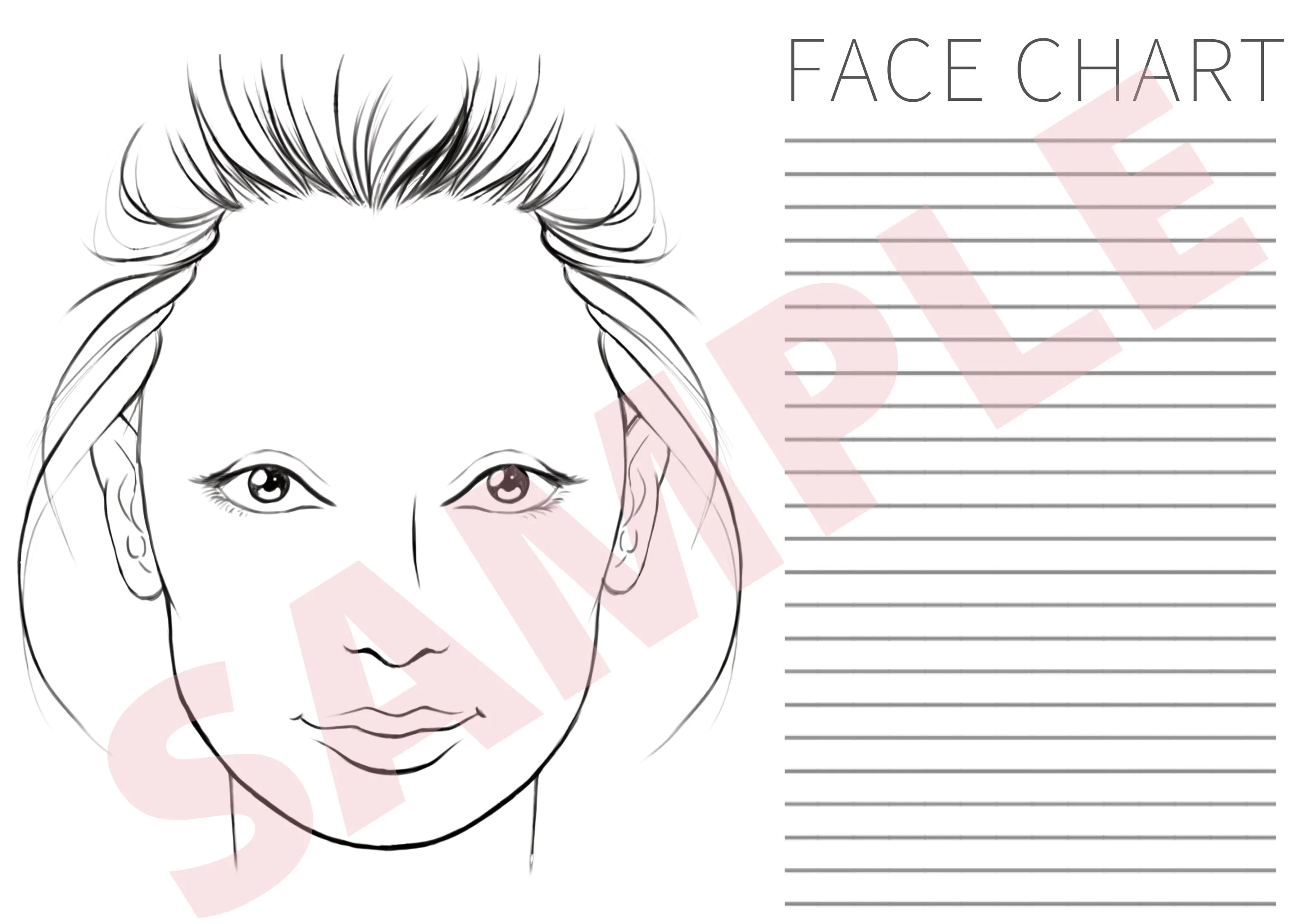 Gráfico facial SIN CEJAS Plantilla PDF Descarga digital - Etsy México