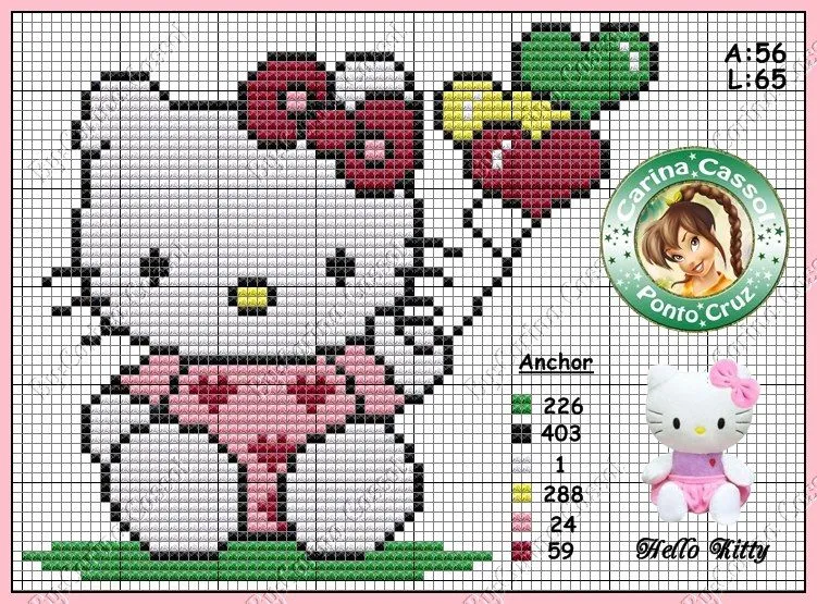 Gráfico Ponto Cruz Hello Kitty | Search Results | News Wholesale