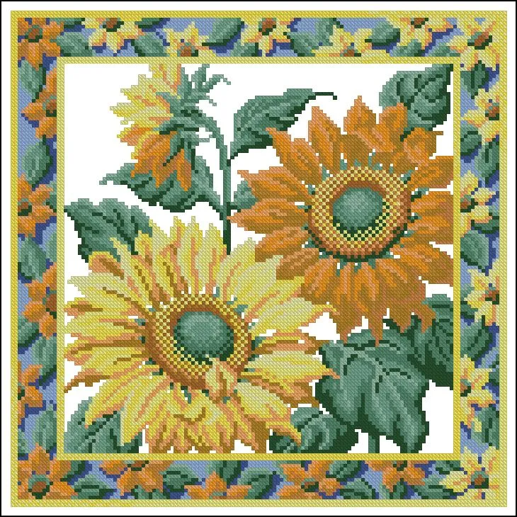 Gráfico de punto de cruz para descargar GRATIS en PDF y bordar girasoles | PuntoCruzGratis.com Gráfico de punto de cruz para descargar GRATIS en PDF y bordar girasoles | PuntoCruzGratis.com