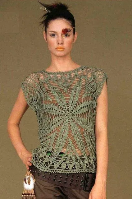 Graficos y Crochet: Blusa de medusa en verde | Crochet | Pinterest