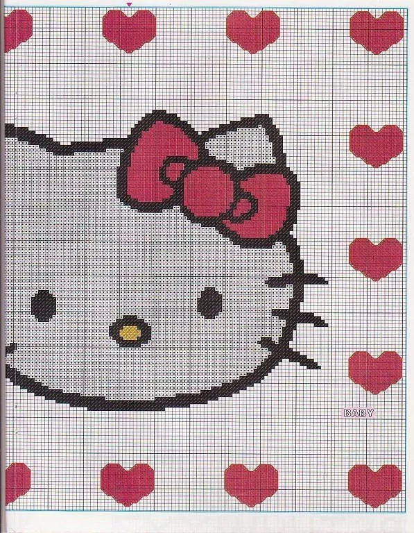 Graficos de Hello Kitty en punto cruz para baberos - Imagui