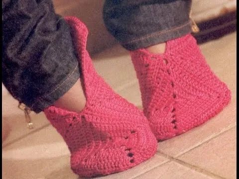 Gráficos para tejer pantuflas a crochet - YouTube