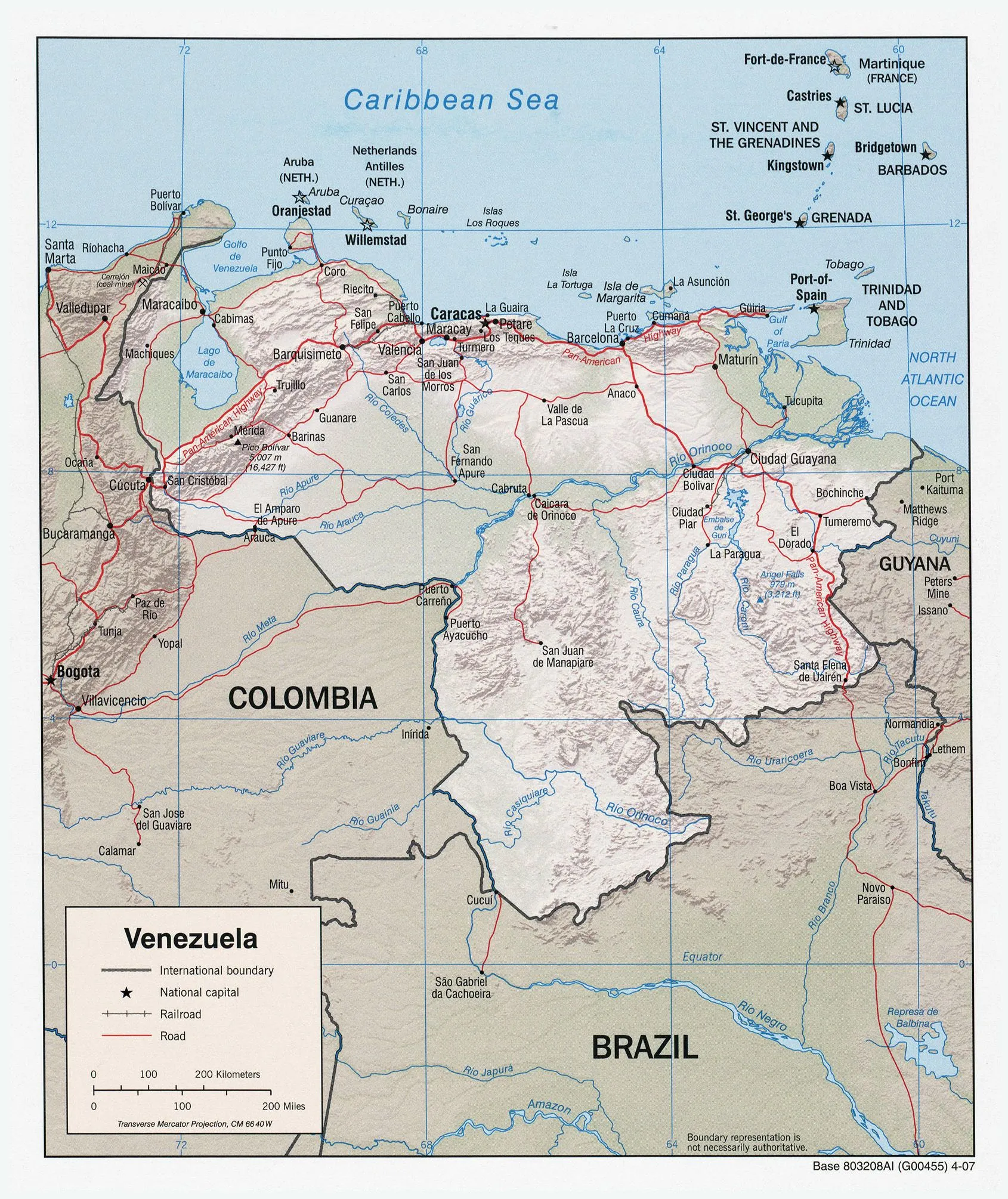 Grande detallado mapa político de Venezuela con relieve, carreteras y  ciudades - 2007 | Venezuela | América del Sur | Mapas del Mundo