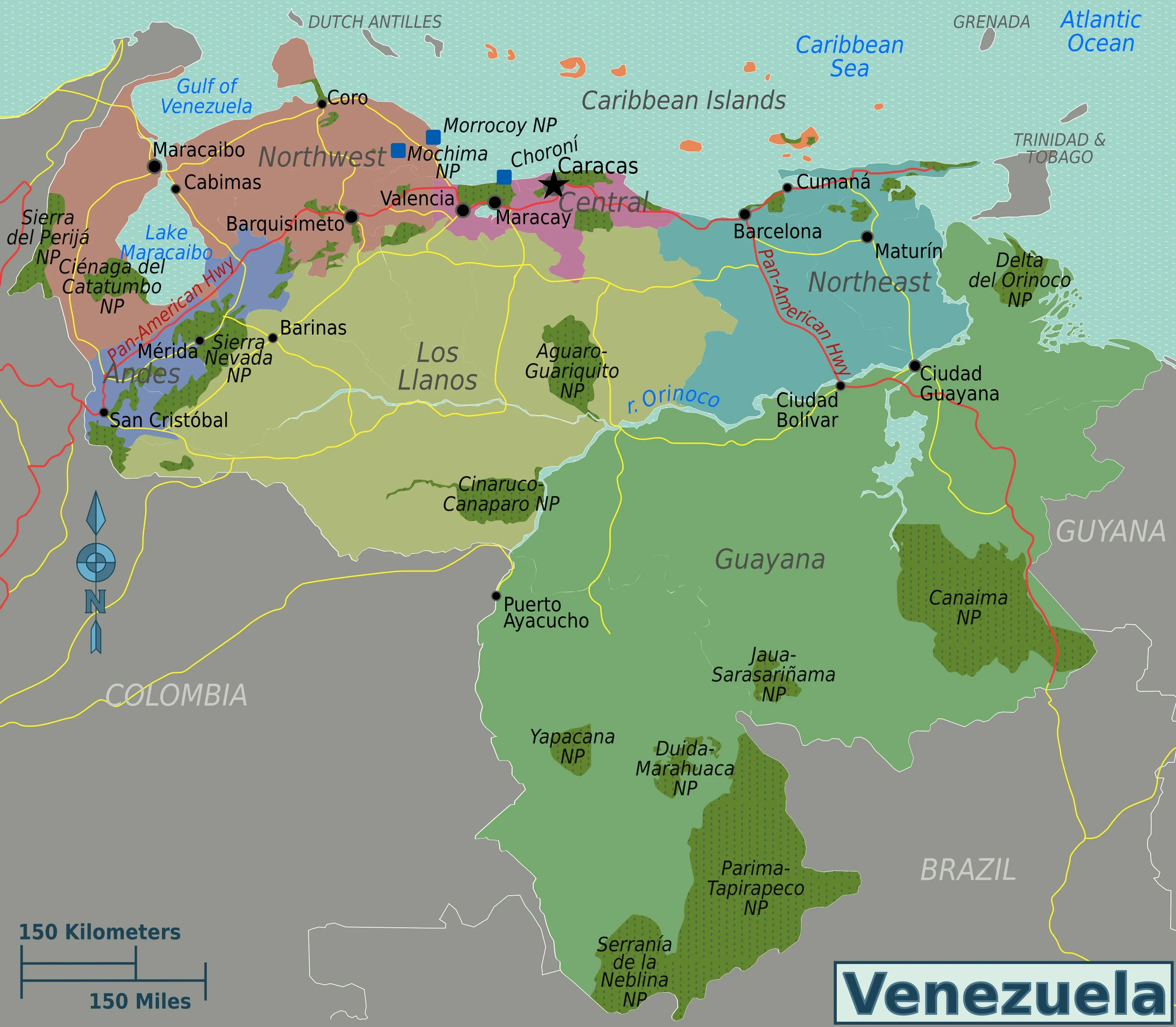 Grande mapa de regiones de Venezuela | Venezuela | América del Sur | Mapas  del Mundo