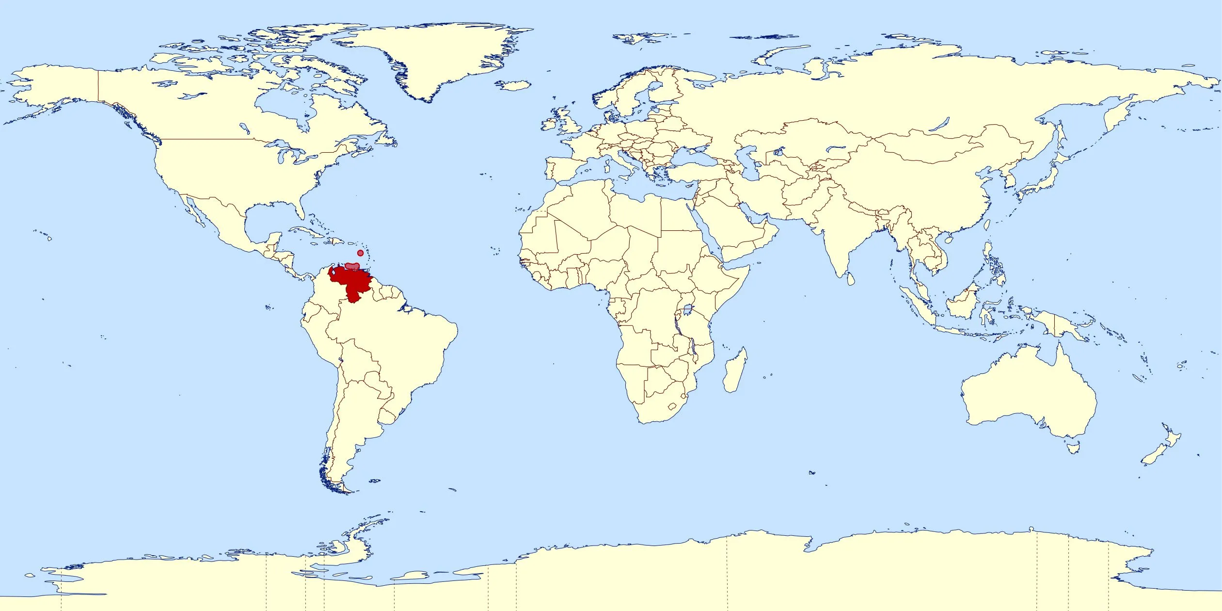 Grande mapa de ubicación de Venezuela en el Mundo | Venezuela | América del  Sur | Mapas del Mundo