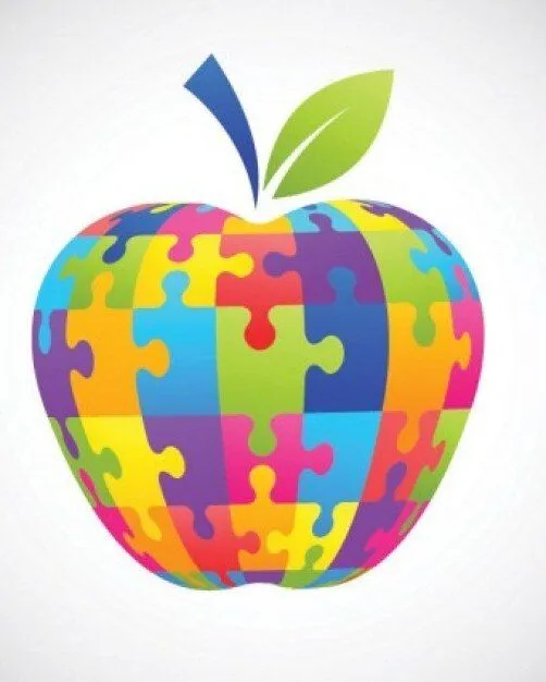 Gratis apple clip art rompecabezas hoja sencilla lindo arco iris ...