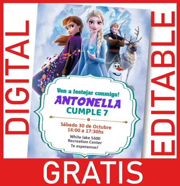 GRATIS] Invitación Frozen | Editable | Digital