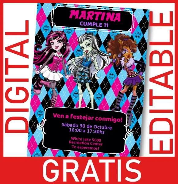 GRATIS] Invitación Monster High | Editable | Digital