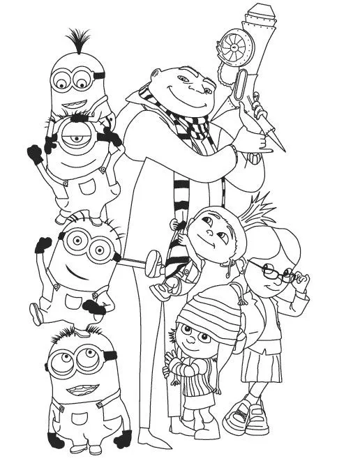 Gru Minions, Gru's Daughters, and Despicable Me 2 Coloring Pages ...