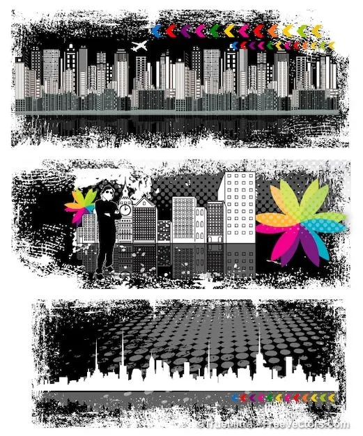 Grunge diseño de banners Conjunto de fondos de vector urbano ...