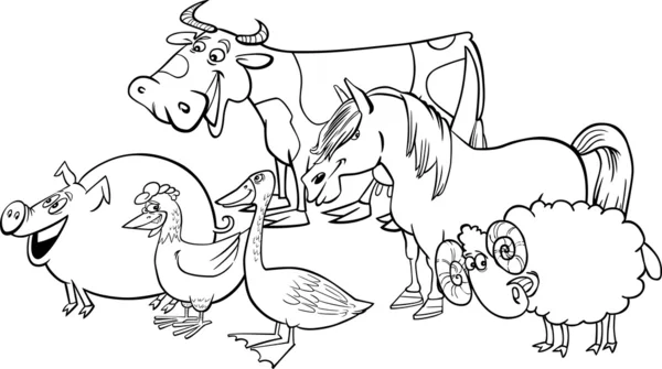 Grupo de dibujos animados de animales de granja para colorear ... Grupo de dibujos animados de animales de granja para colorear ...