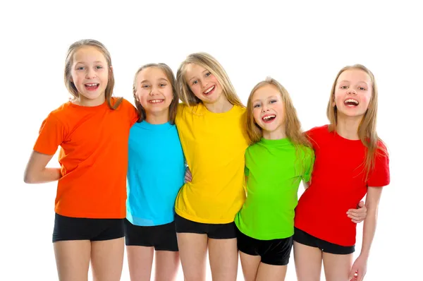 Grupo de hermosas niñas felices — Foto stock © Katkov #23765347