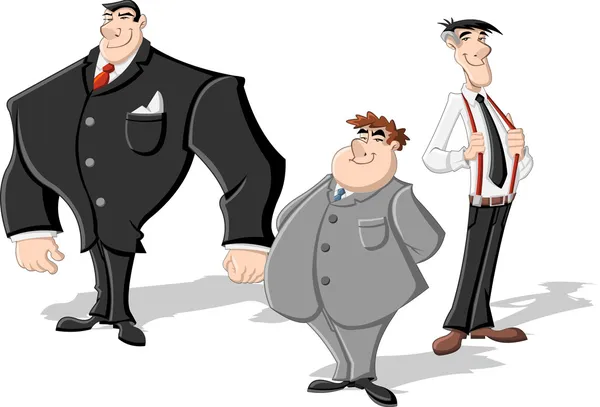 Grupo de tres hombres de negocios de dibujos animados — Vector ...