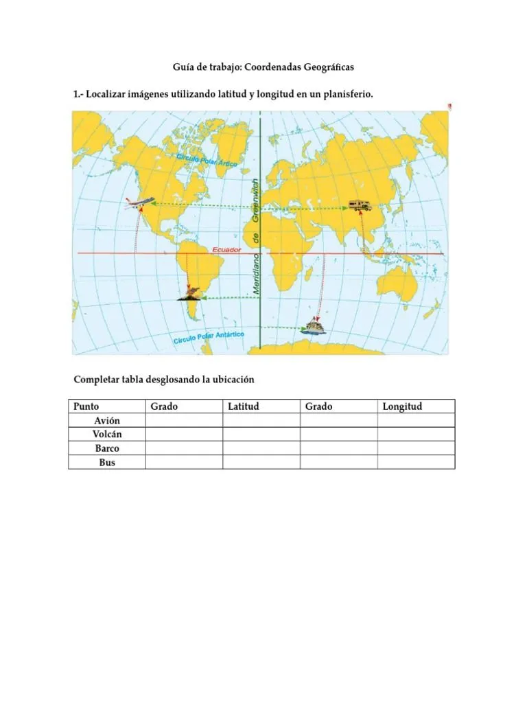 Guia de Ejercicio Tema Coordenadas Geograficas | PDF | Clima templado |  Clima