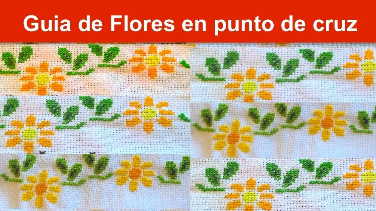 Guia de Flores en punto de cruz paso a paso #101 - YouTube Guia de Flores en punto de cruz paso a paso #101 - YouTube