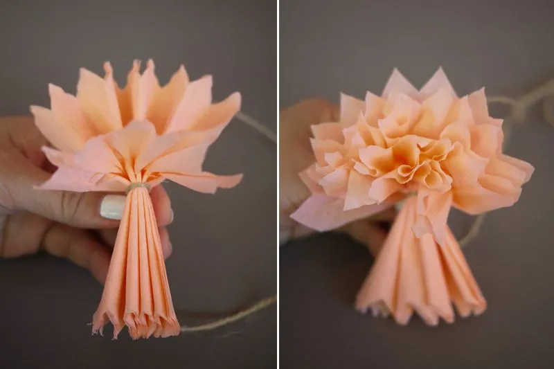 Como hacer una guirnalda con flores de papel crepé Como hacer una guirnalda con flores de papel crepé