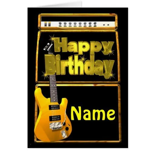 Las guitarras del feliz cumpleaños con añaden nomb tarjeta de ...