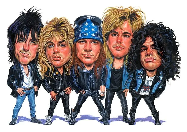 Guns N' Roses ( Izzy Stradlin, Steven Adler, Axl Rose, Duff ...