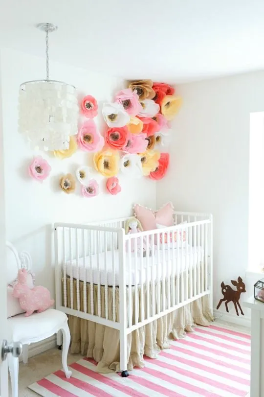 Flores de papel para decorar el dormitorio del bebé | DECORACIÓN BEBÉS