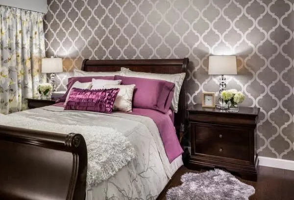 Habitaciones en violeta y gris plata - Dormitorios colores y estilos