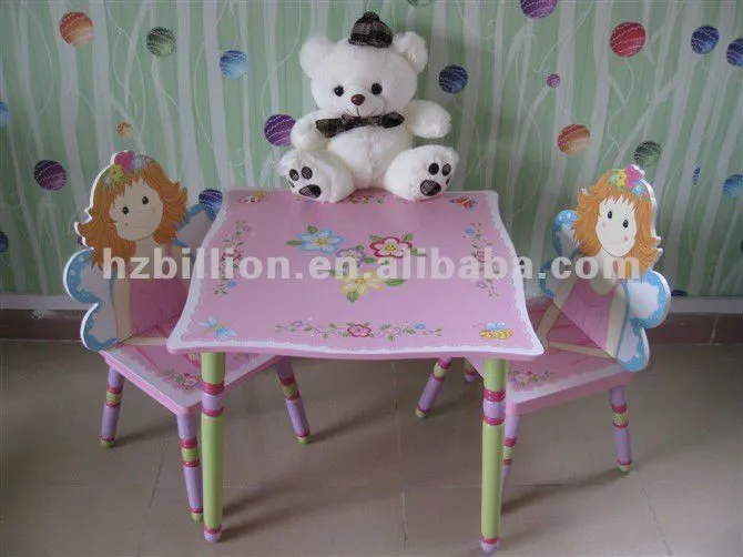 De hadas de madera mesa de los niños con 2 sillas en rosa ...