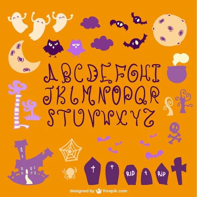 Halloween alfabeto y decoración | Descargar Vectores gratis
