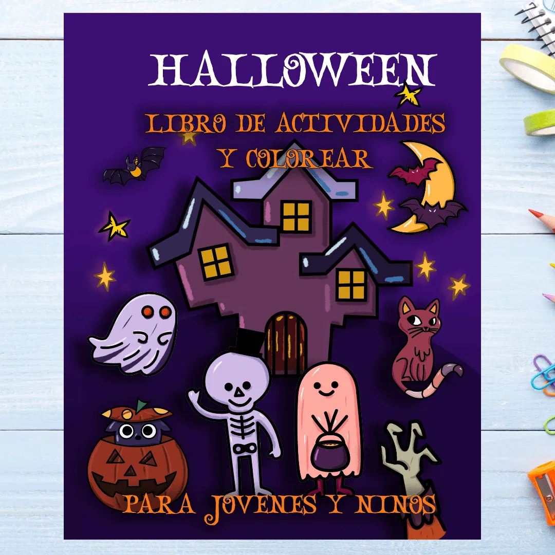 Halloween libro de actividades y colorear para jóvenes y niños