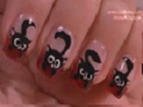 Halloween Nails - Black Cat Nail Art Tutorial / Arte para las uñas ...