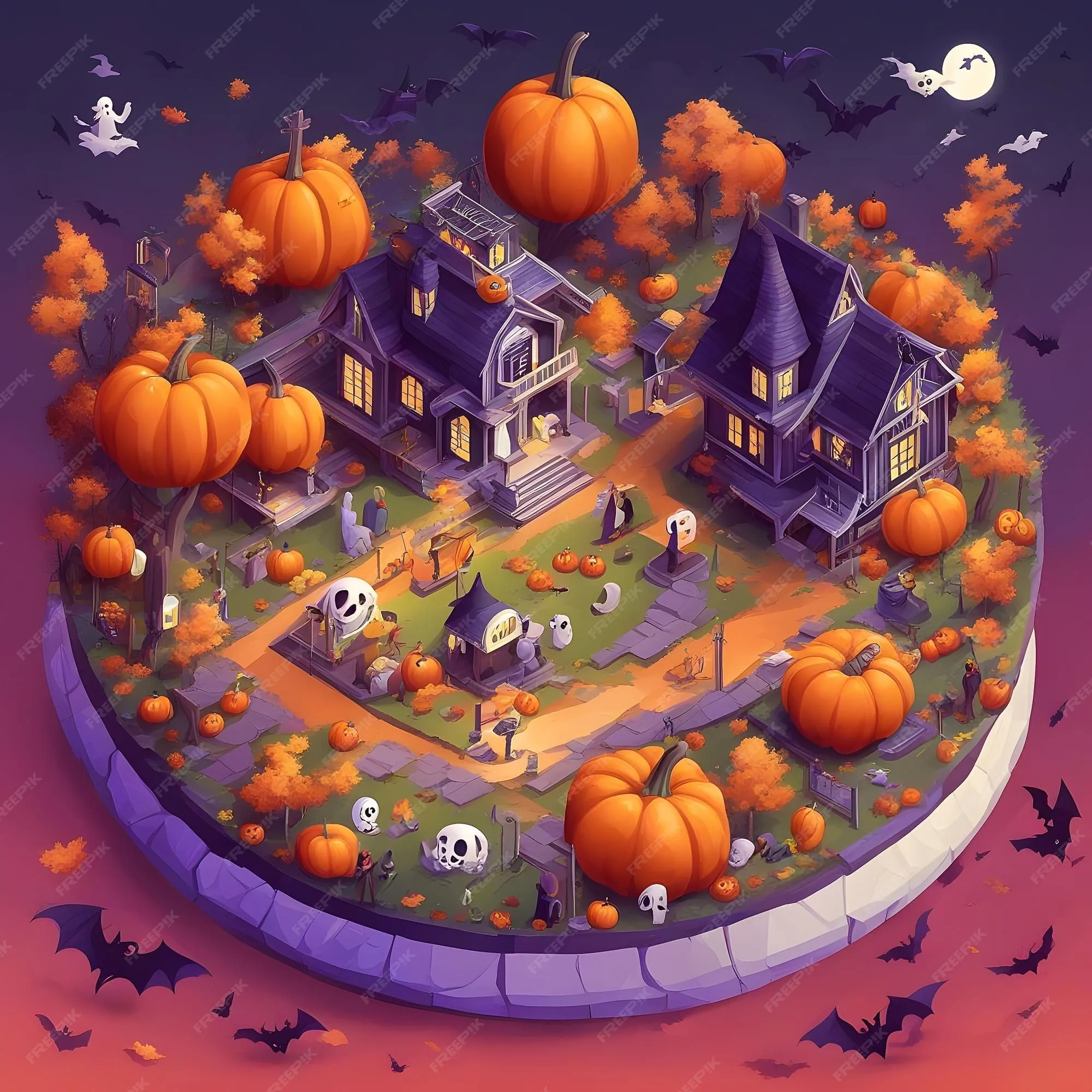 Halloween en píxeles en movimiento | Foto Premium