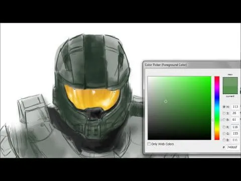 Halo 4-Dibujo hecho por photoshop del jefe maestro - YouTube