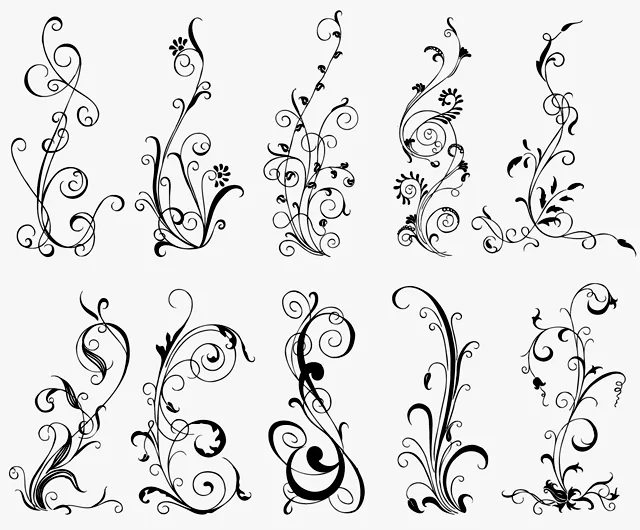 Hand Drawn Floral Vector and Brush Set #9 - MightyDeals