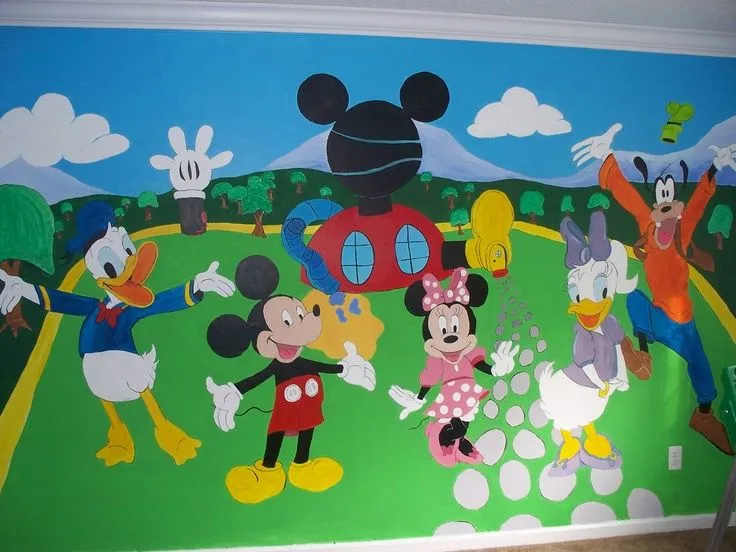 Hand-Painted Mickey Mouse Clubhouse Wall Mural | Kid's Room ...