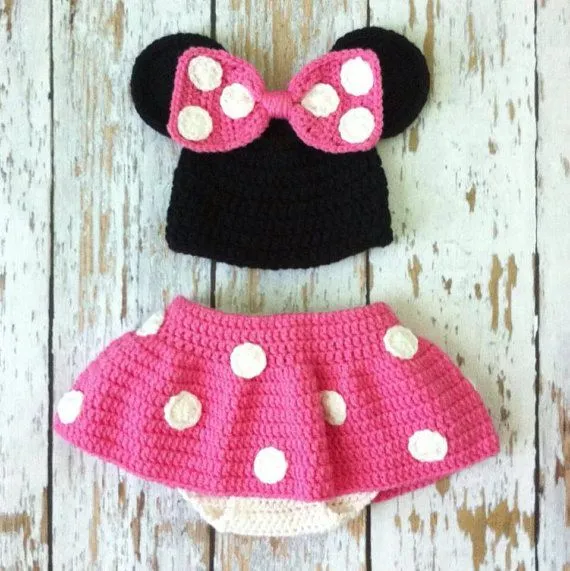 Handmade, Crochet, Pink Minnie Mouse Crochet Photo Prop Outfit 0 ...
