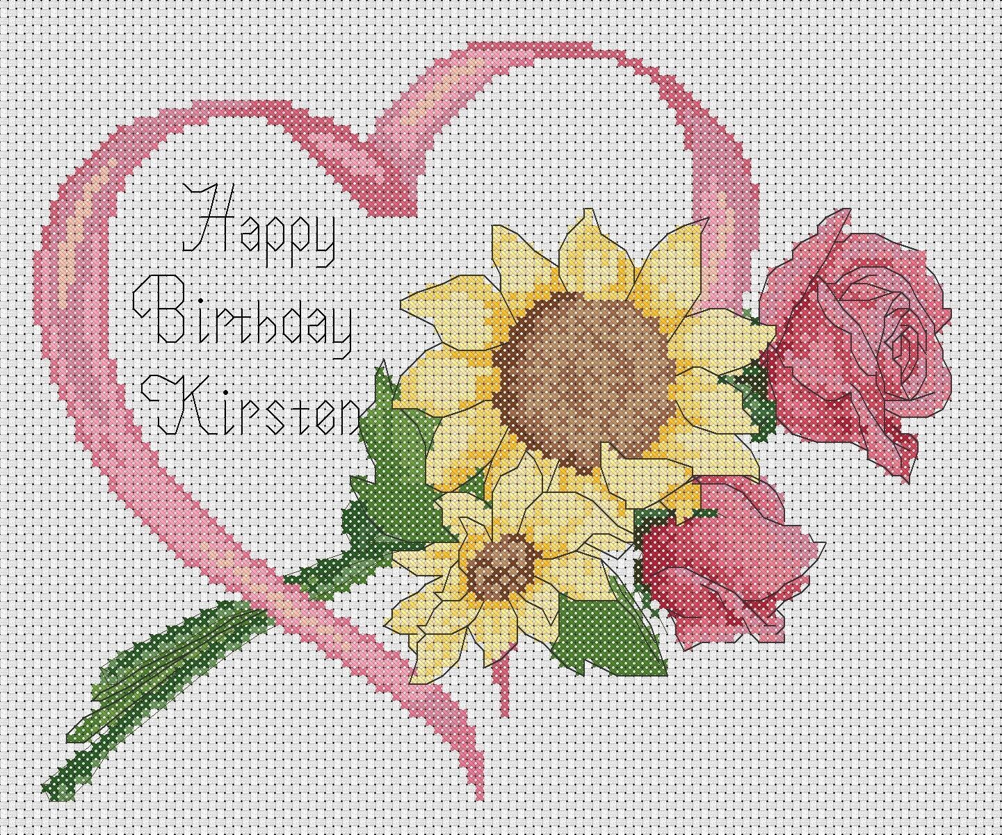 Happy Birthday Rosa Rosas & Girasoles Punto de Cruz Completo Kit #5-26 |  eBay
