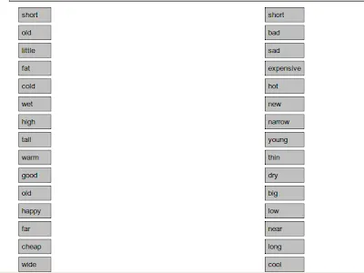 Haz parejas con los contrarios de los adjetivos.-Inglés fácil para ... Haz parejas con los contrarios de los adjetivos.-Inglés fácil para ...