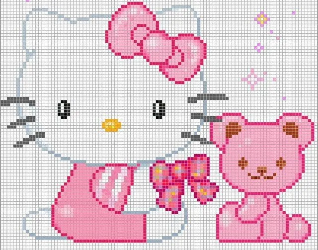 Hello Kitty baberos punto cruz - Imagui