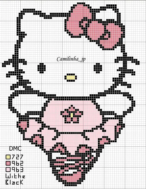 Hello Kitty bordado en punto cruz - Imagui