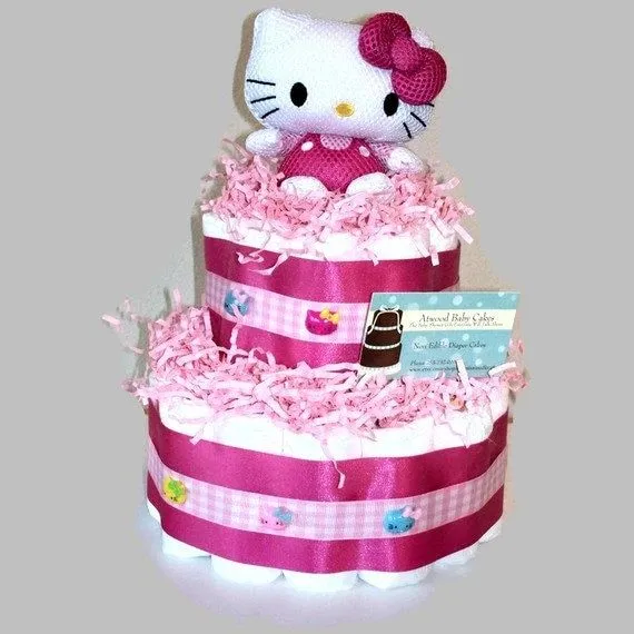 Hello Kitty Diaper Cake Baby Shower Gift by AtwoodEclectics