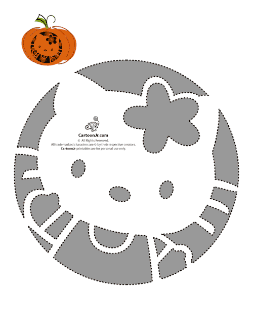 Hello Kitty! - Hello Kitty Round Pumpkin Stencil