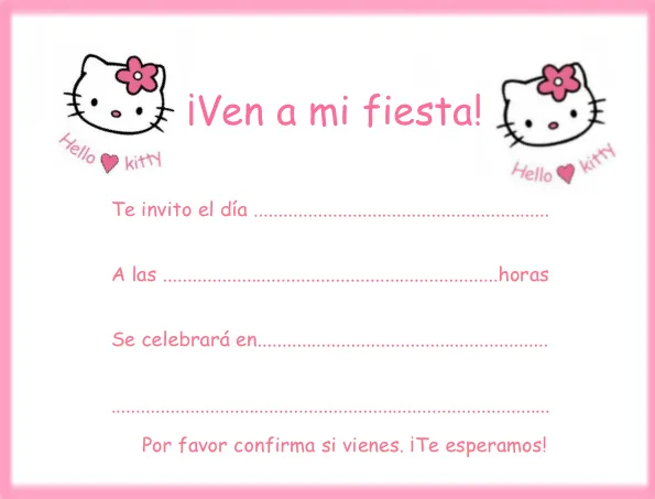 Invitaciones para cumpleaños de Hello Kitty para imprimir - Imagui
