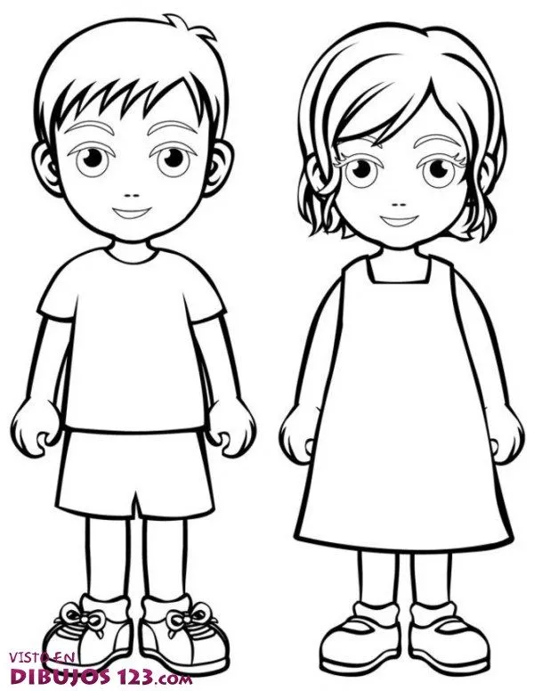 Un niño y una niña juntos para colorear - Imagui