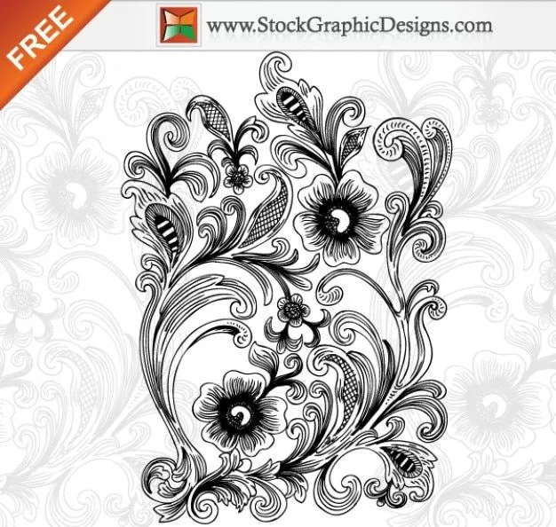 Hermosa decoración floral ilustración vectorial gratis | Descargar ...