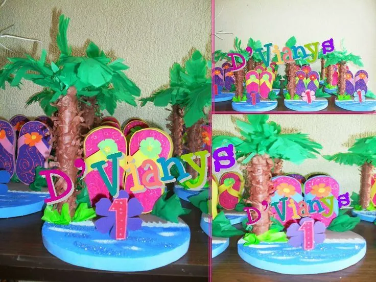 mesa de fiesta infantil | Fiesta Hawaiana, centros de Mesa ...