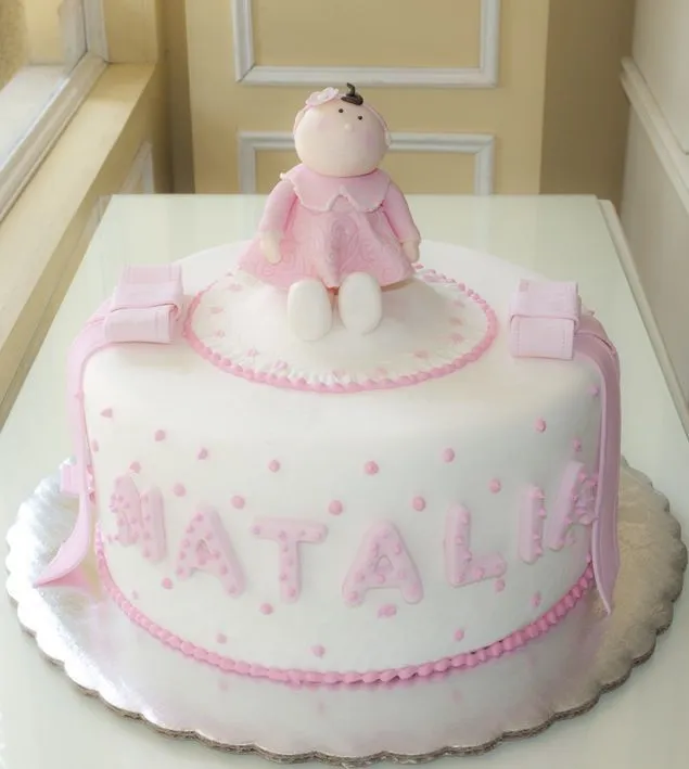 Hermoso pastel en tono rosa para el bautizo de la nena! | Pasteles ...