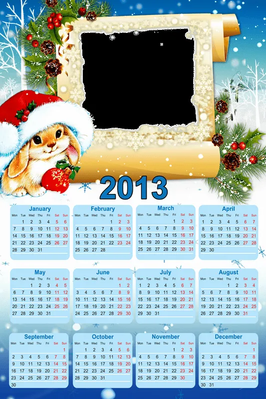 3 Hermosos Calendarios de Navidad 2013. En Png para agregar tu ...