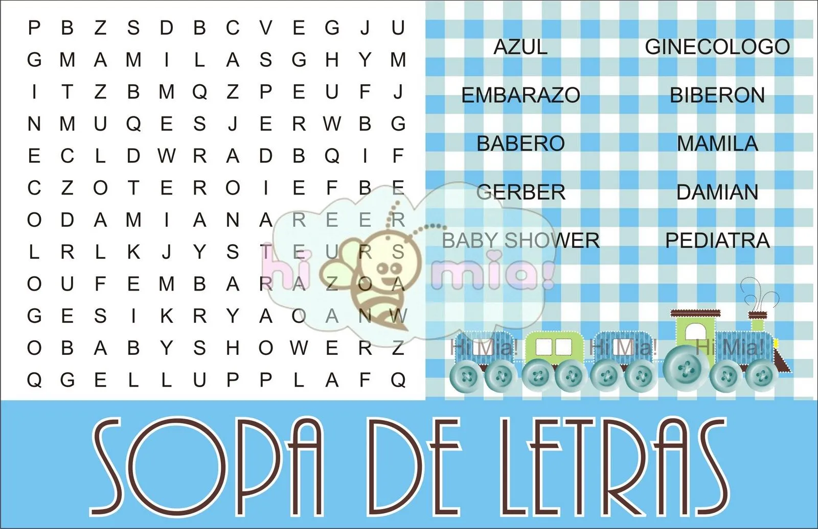Hi Mia!: Juegos personalizados para Baby Shower