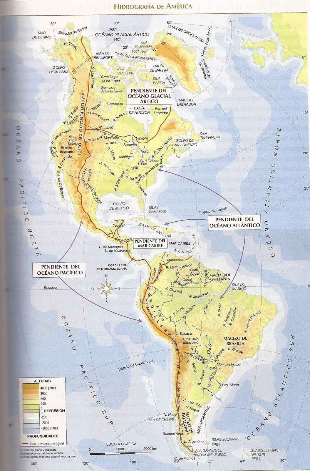 Mapa con la hidrografia de america - Imagui