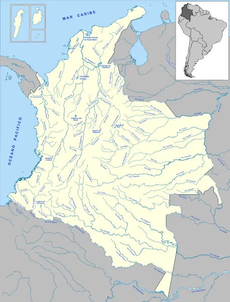Hidrografia de Colombia: Mapa de los Rios